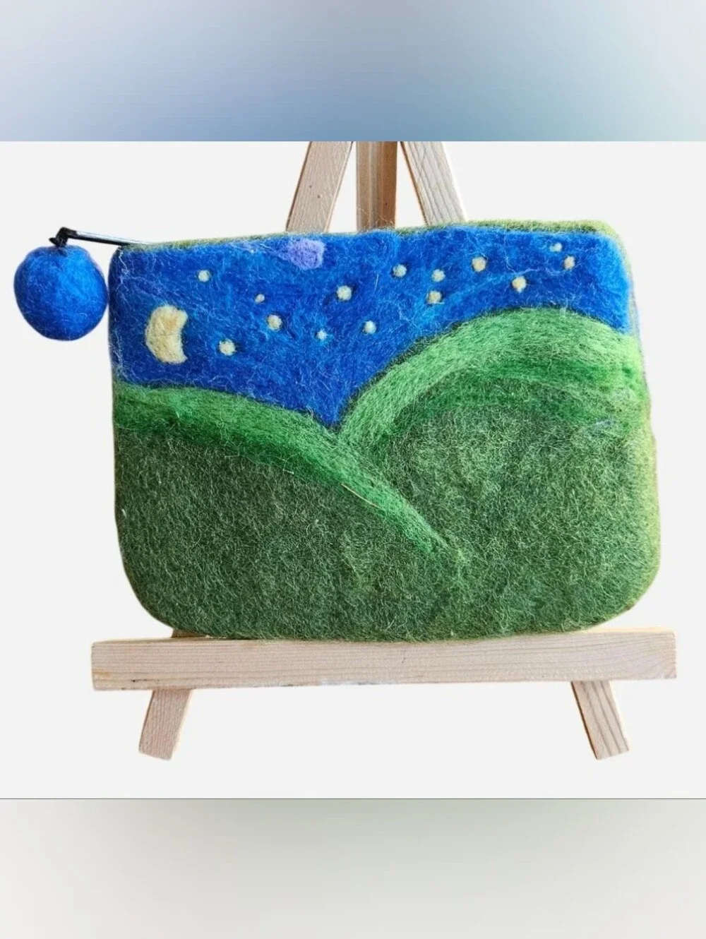 Handmade in Nepal Earthcore Day and Night Rolling Hills Wool Felted Pouch